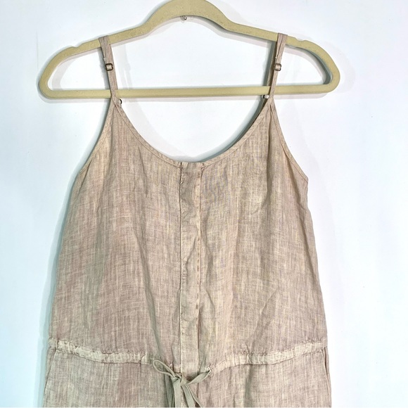 ENZA COSTA French Linen Jumpsuit Sz 0 Tan Sleeveless Neutral Casual - Picture 4 of 12